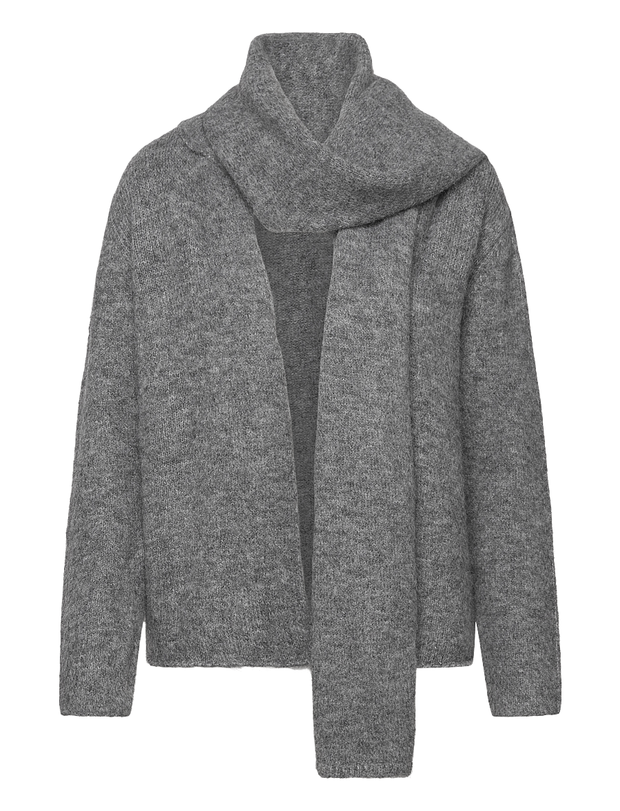 A-View - Harper knit scarf cardigan - cardigans - 990 medium grey melange - 1