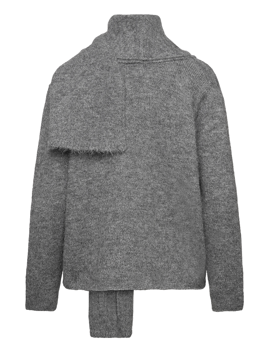 A-View - Harper knit scarf cardigan - cardigans - 990 medium grey melange - 2
