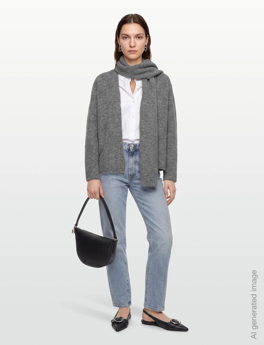 A-View - Harper knit scarf cardigan - cardigans - 990 medium grey melange - 0