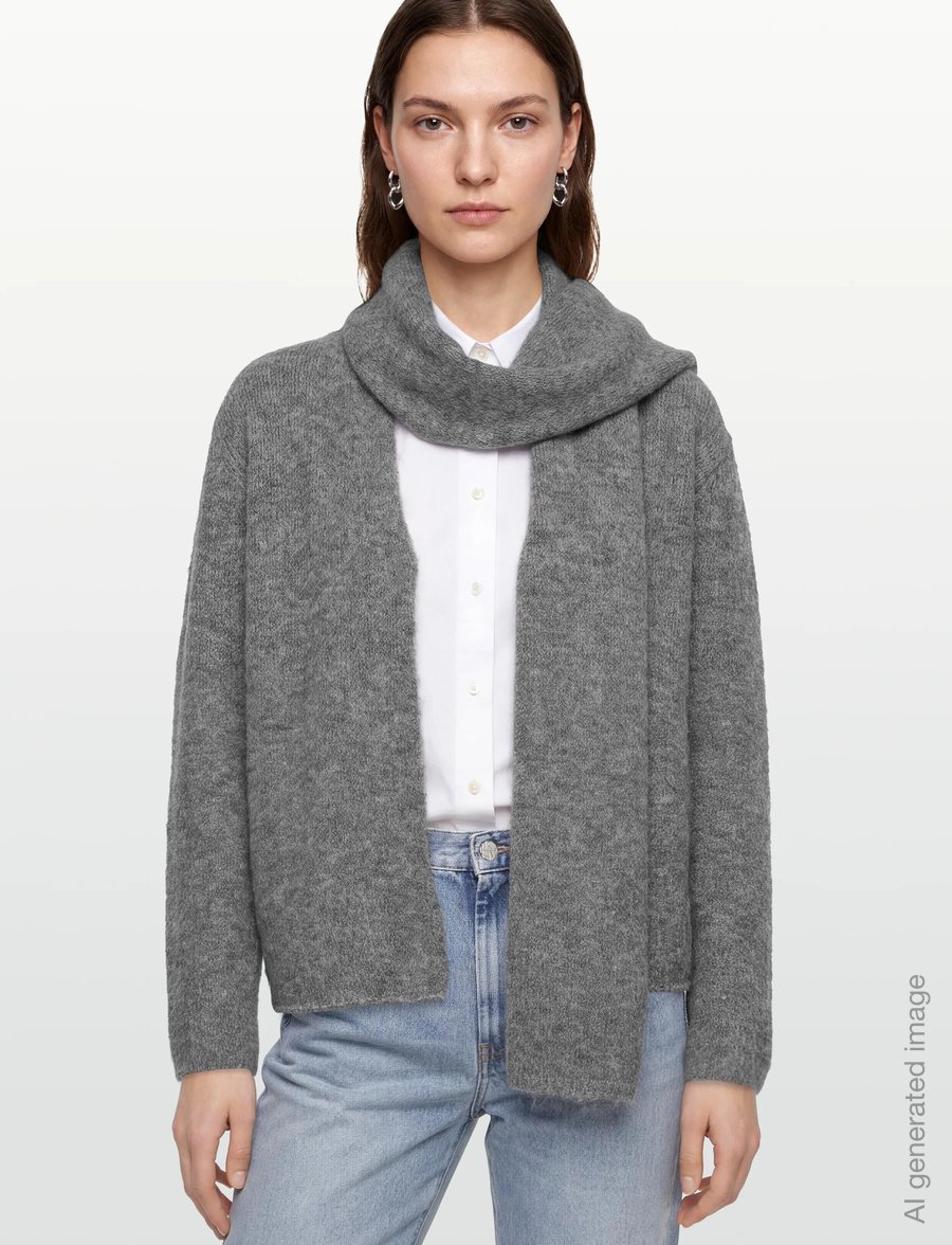 A-View - Harper knit scarf cardigan - cardigans - 990 medium grey melange - 3