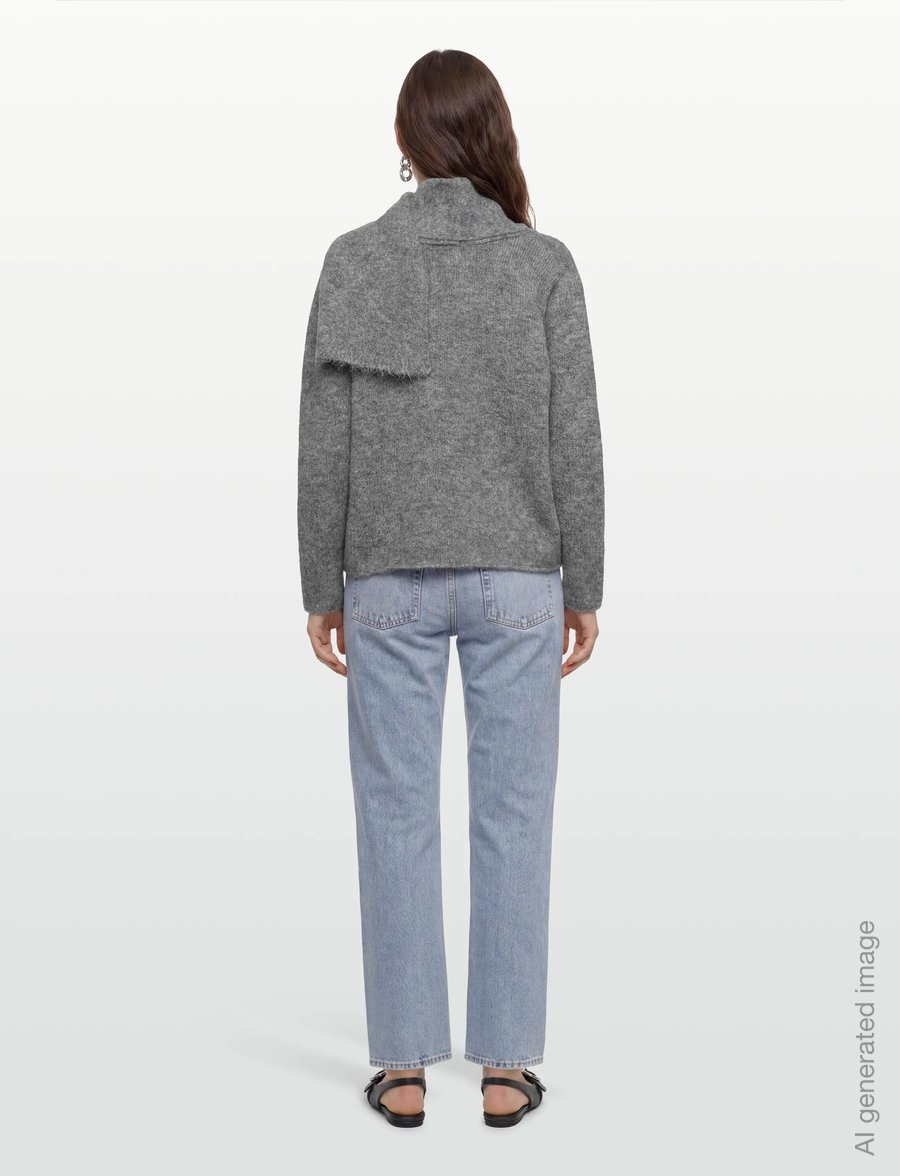 A-View - Harper knit scarf cardigan - cardigans - 990 medium grey melange - 4