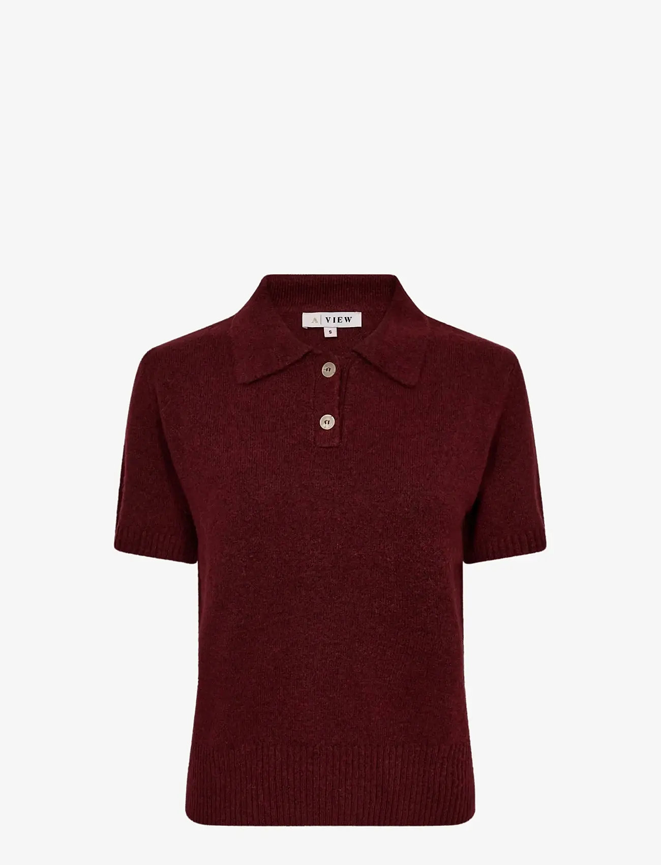 A-View - Rena polo knit blouse - pikéer - 042 bordeaux - 0