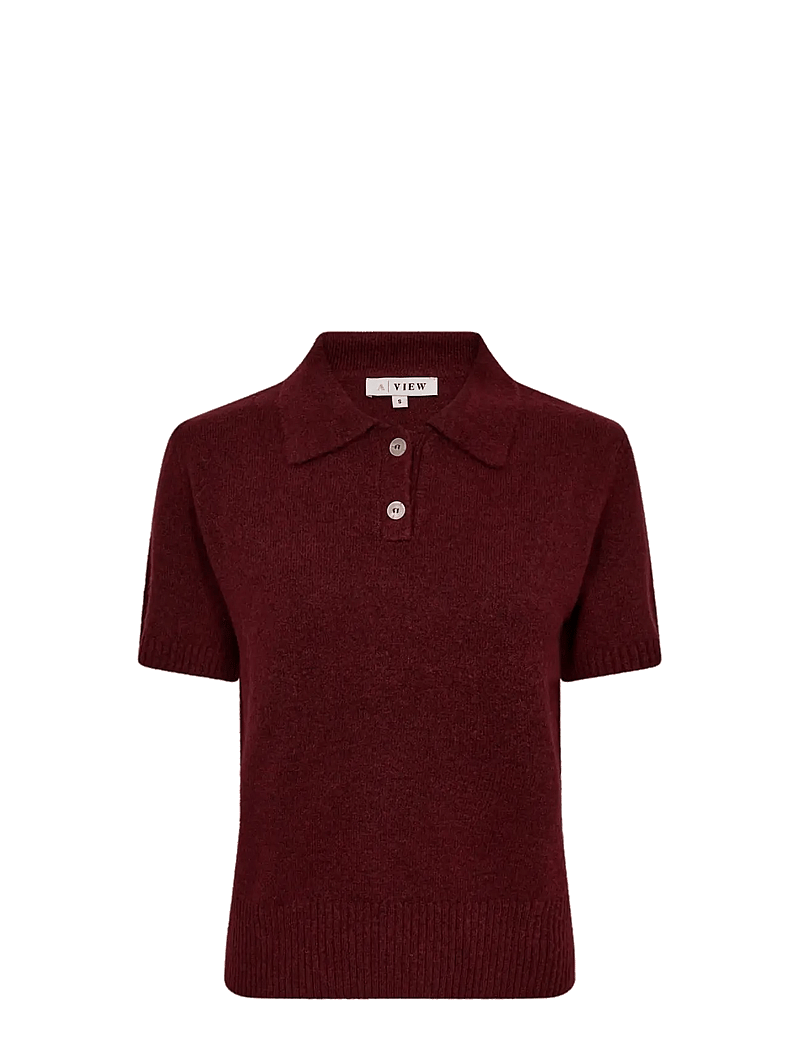 A-View - Rena polo knit blouse - poloshirts - 042 bordeaux - 0