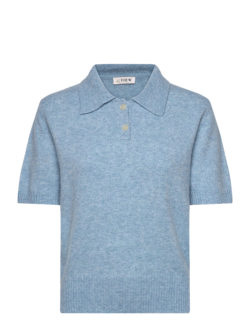 A-View - Rena polo knit blouse - polosärgid - 282 light blue - 0