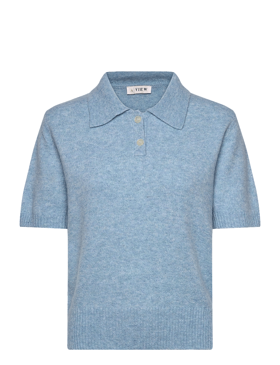 A-View - Rena polo knit blouse - poloshirts - 282 light blue - 0