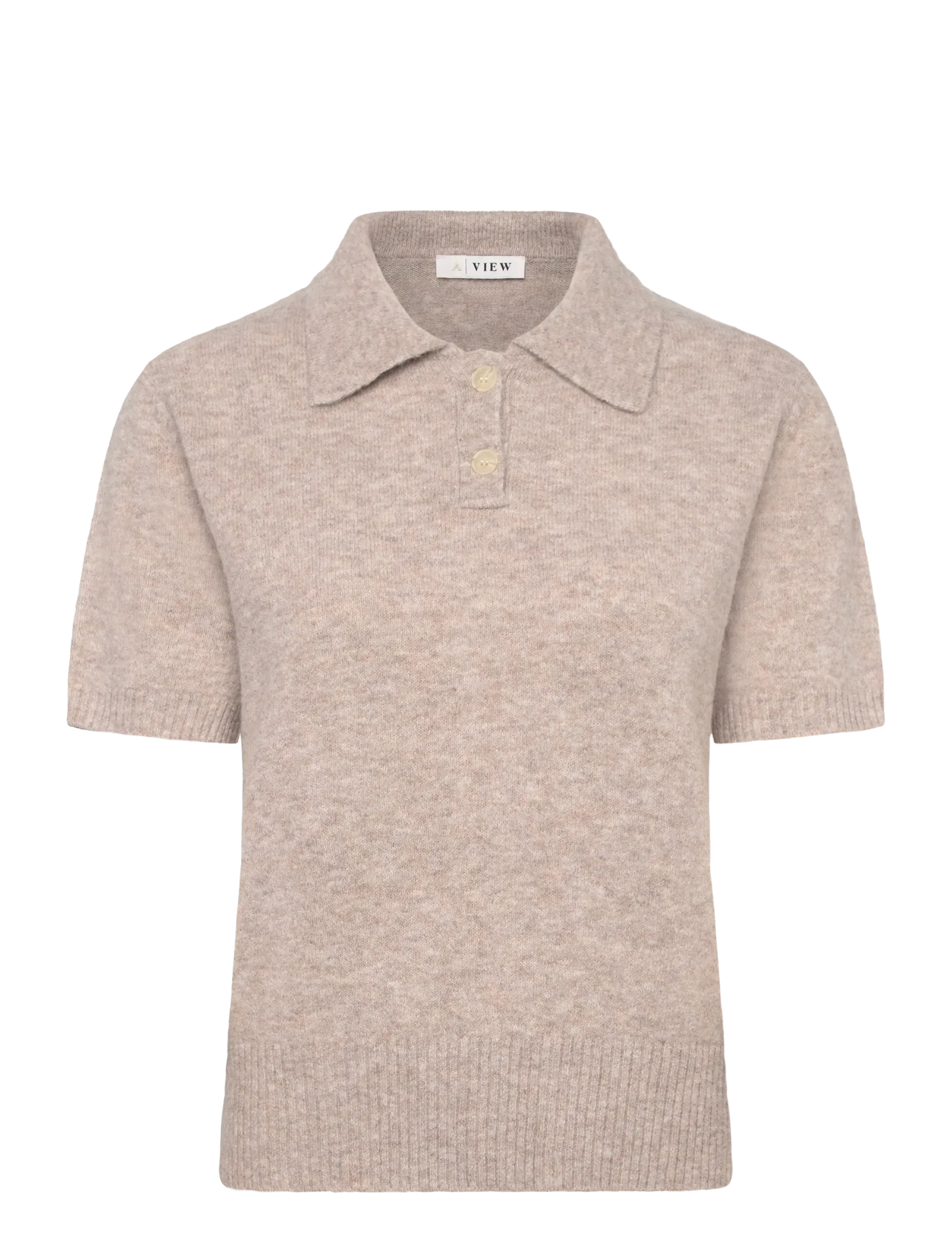 A-View Rena Polo Knit Blouse, Kvinder, Polo Strikbluse, Beige, Str: S