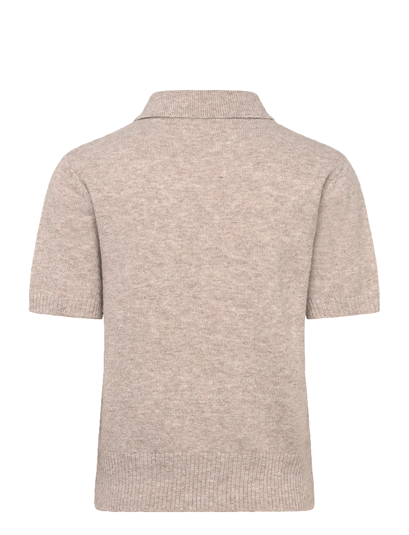 A-View - Rena polo knit blouse - poloshirts - sand - 1