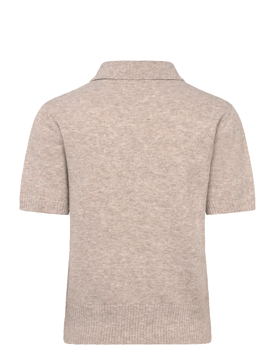 A-View - Rena polo knit blouse - poloshirts - sand - 1