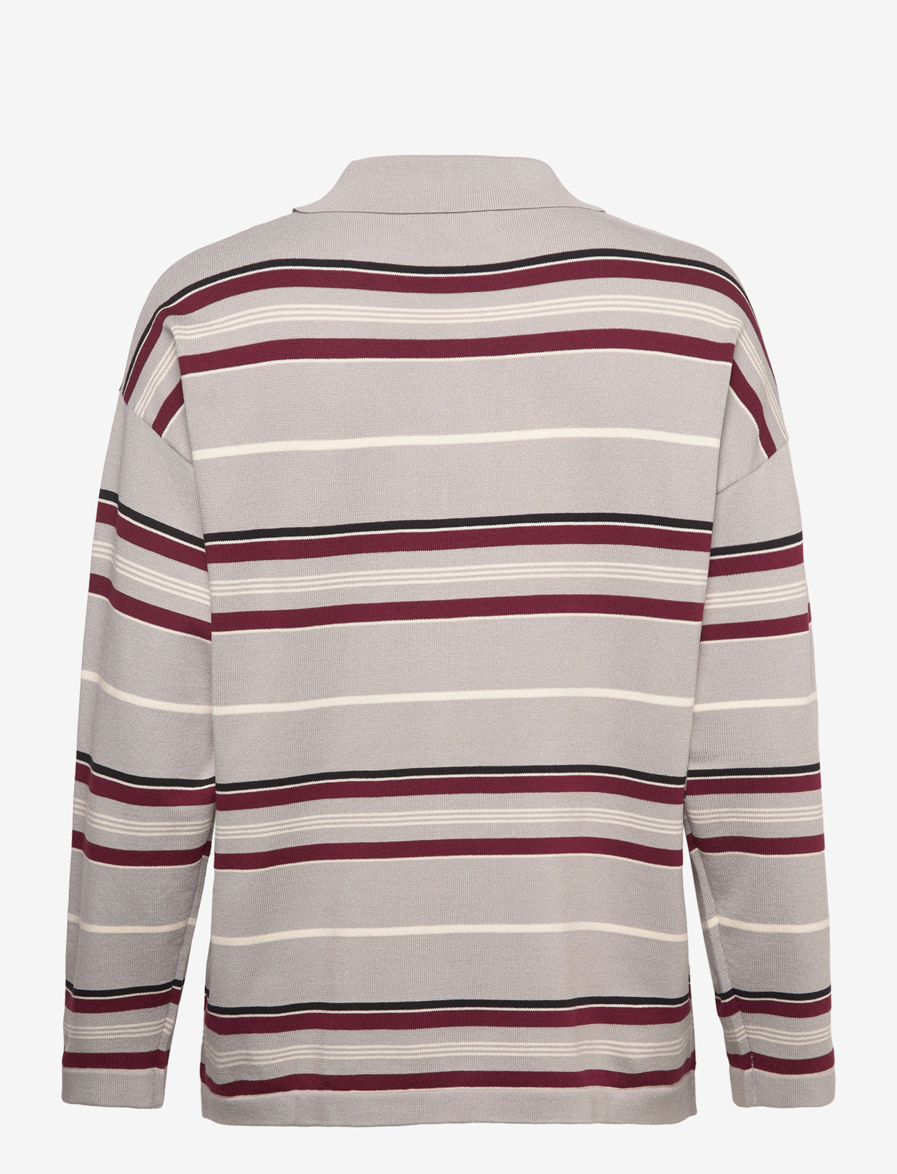 A-View - Polo long sleeve stripe knit blouse - efterårstøj - 284 grey/off white - 1