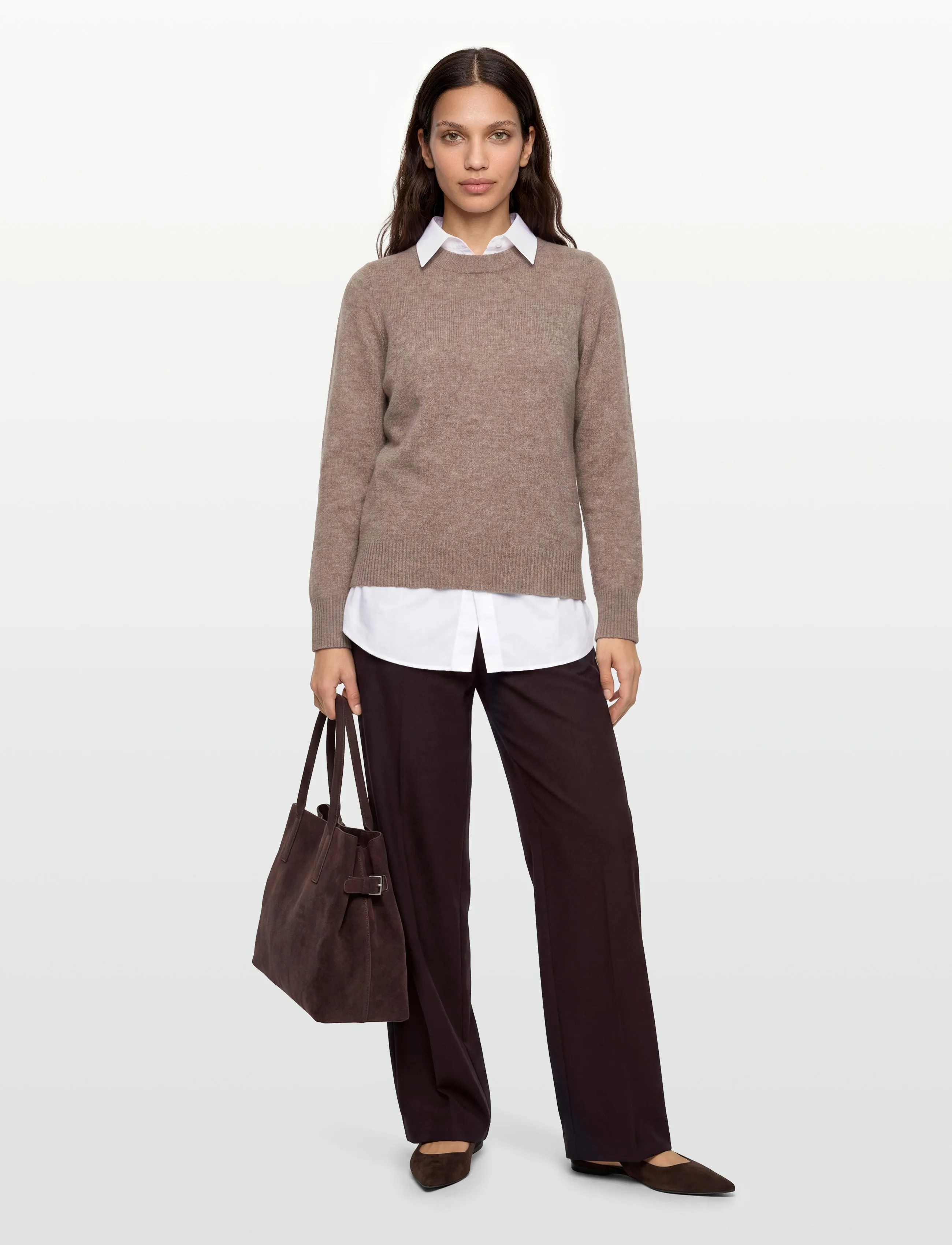 A-View Merino Knit Pullover, L, Brown, Strik > Trøjer, Dame