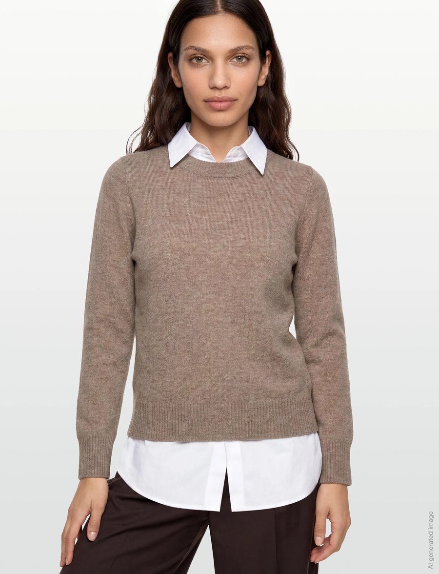 A-View - Merino knit pullover - pullover - light brown - 3