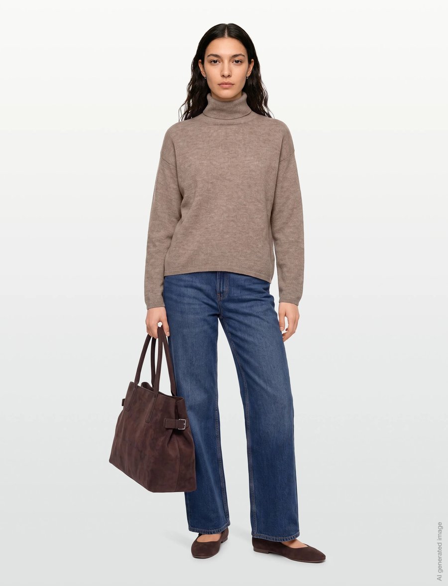 A-View - Merino knit rollneck - polotröjor - light brown - 0