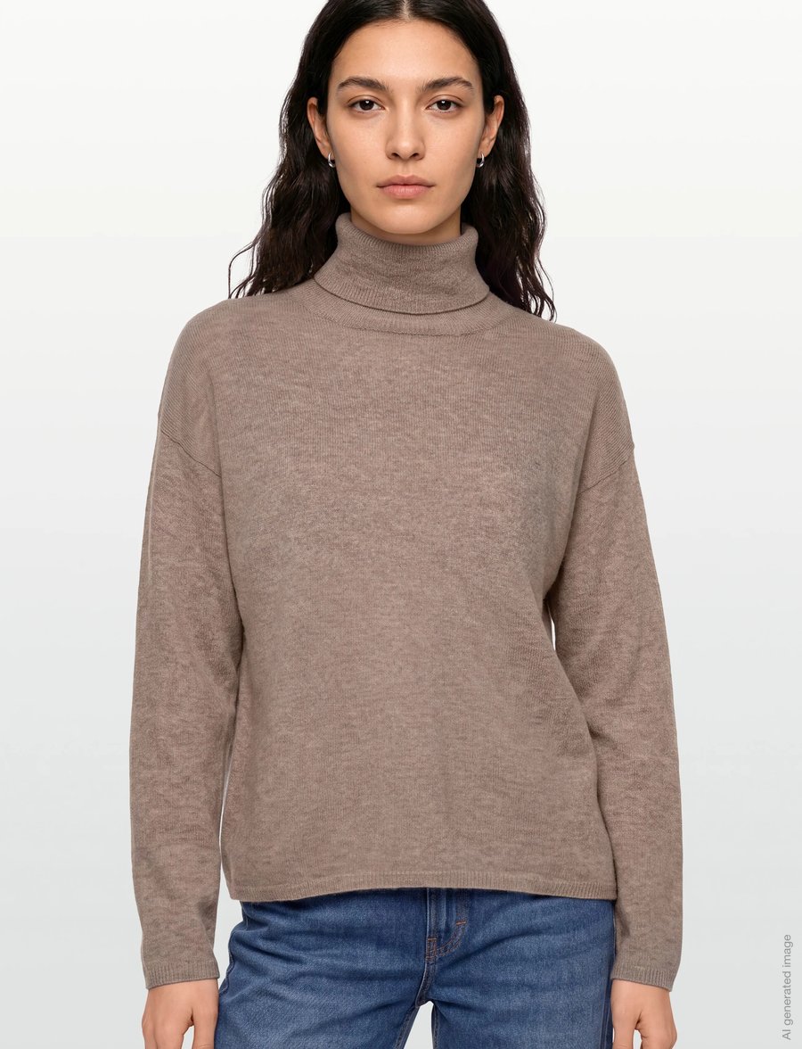A-View - Merino knit rollneck - polotröjor - light brown - 3