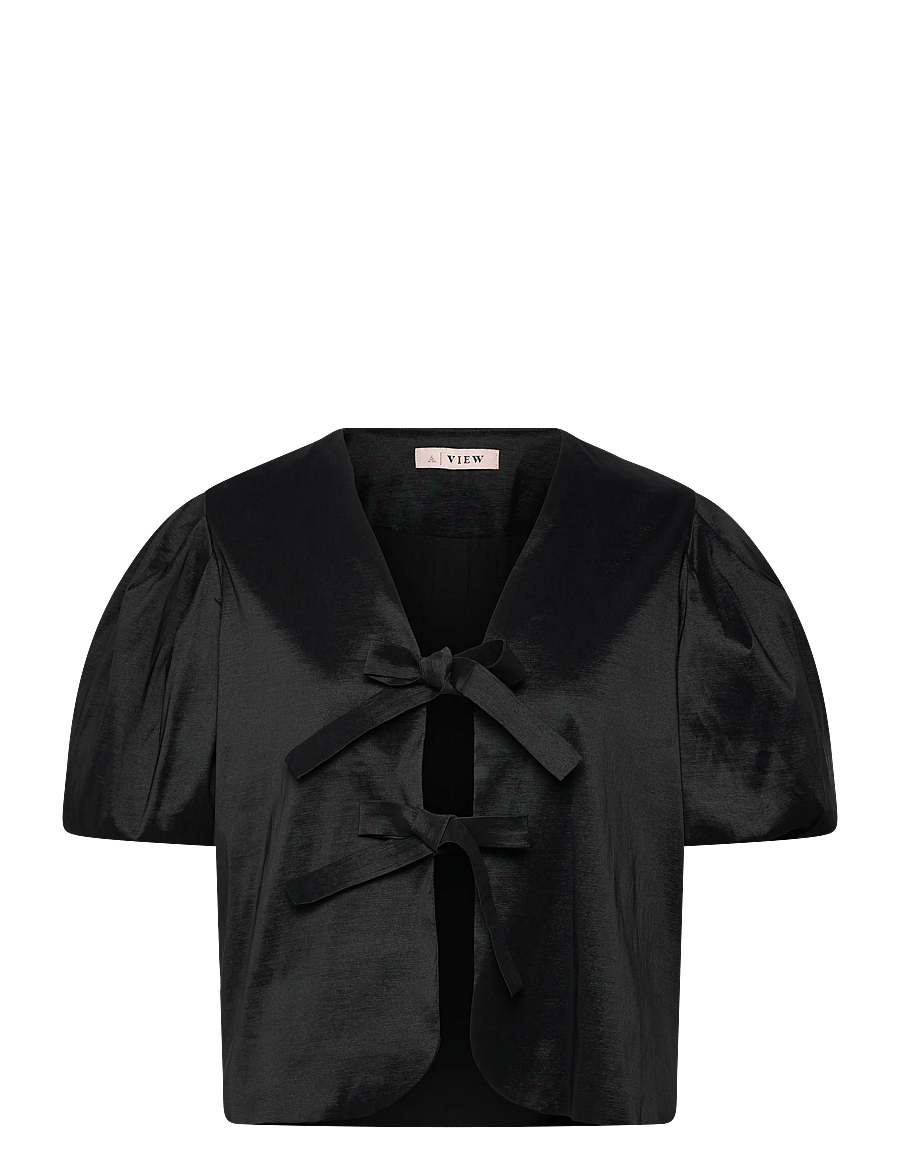 A-View - Christa bow jacket - kurzärmelige blusen - black - 0