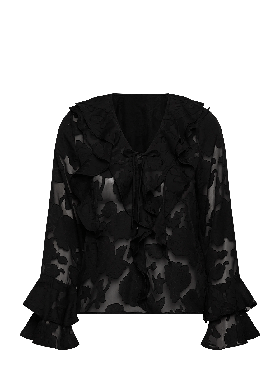 A-View - Floretta blouse - langærmede bluser - black - 0
