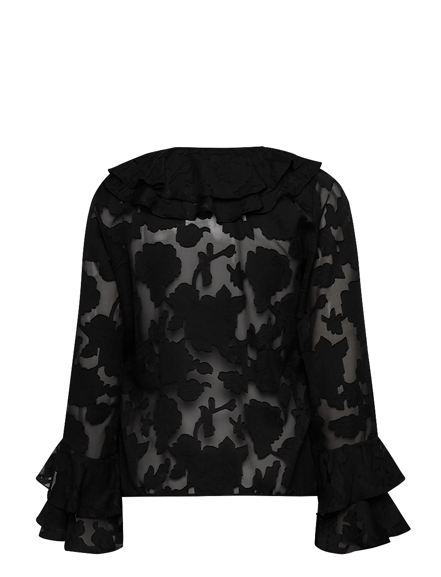 A-View - Floretta blouse - langærmede bluser - black - 1