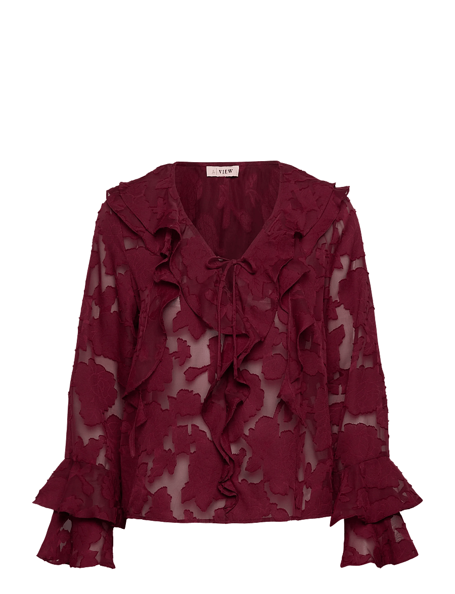 A-View - Floretta blouse - pitkähihaiset puserot - cabernet - 0