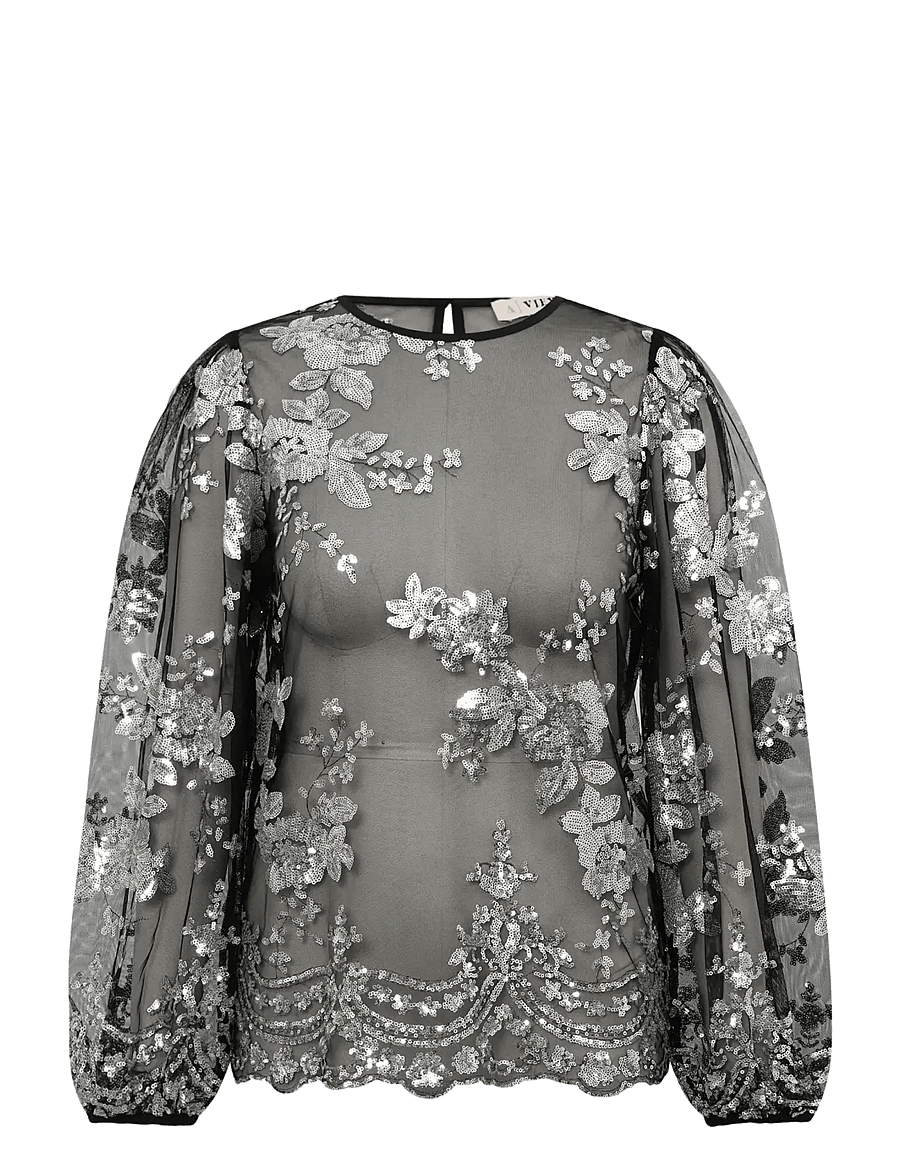A-View - Estelle blouse - long sleeved blouses - black/silver - 1