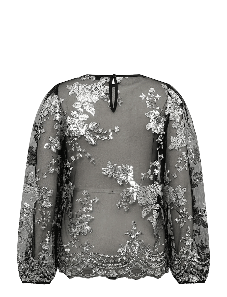 A-View - Estelle blouse - long sleeved blouses - black/silver - 2