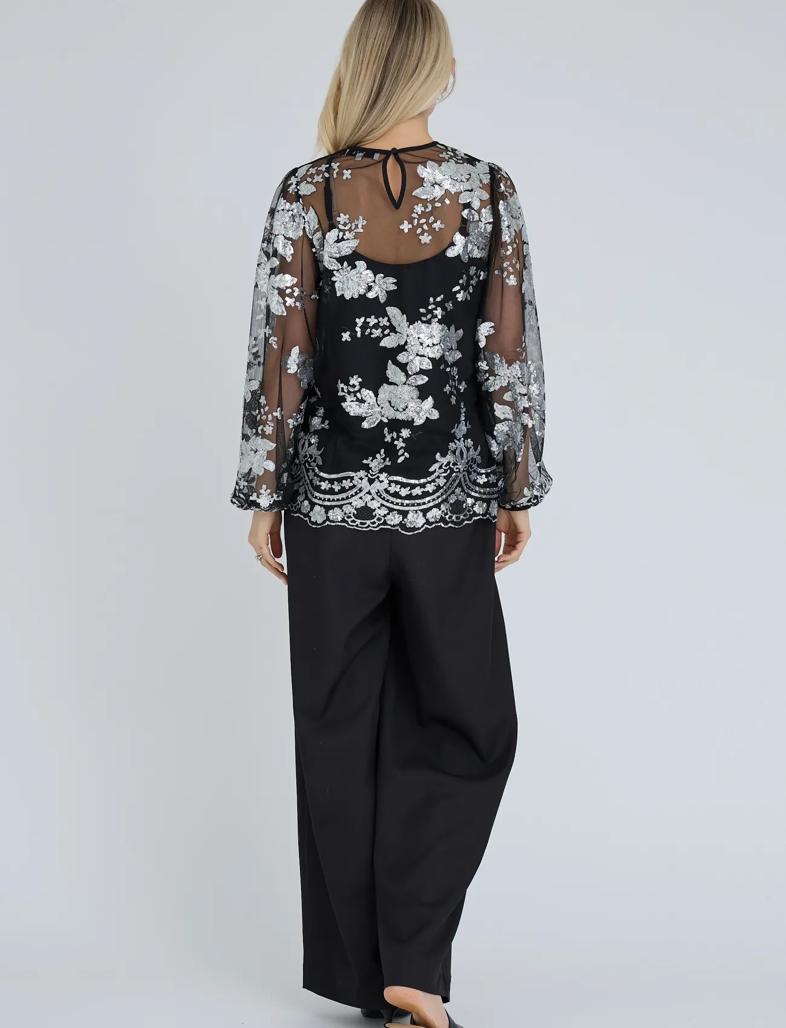 A-View - Estelle blouse - long sleeved blouses - black/silver - 3