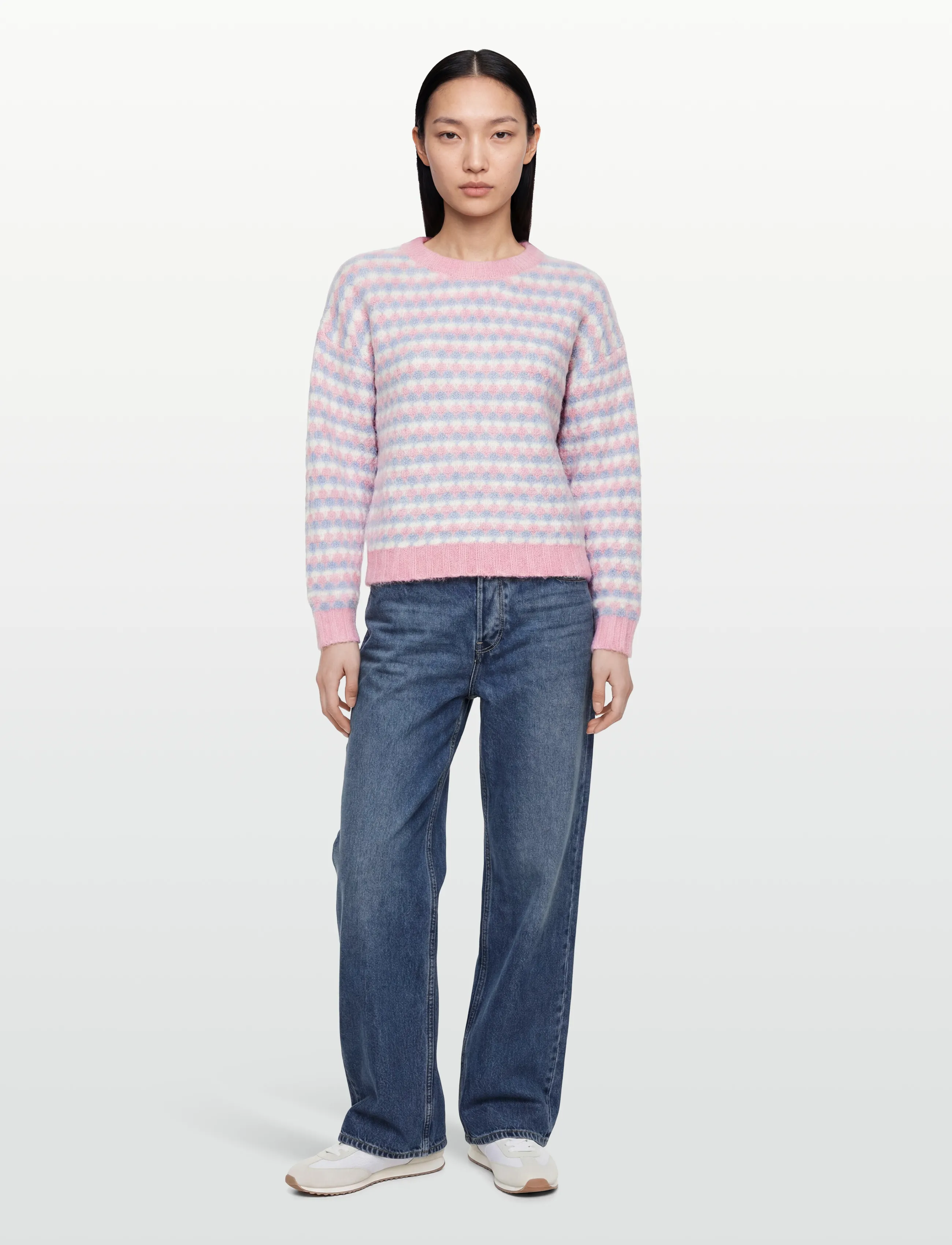 A-View Sassi Knit Pullover, Kvinder, Mønstret Strikket Pullover, Pink, Str: 38