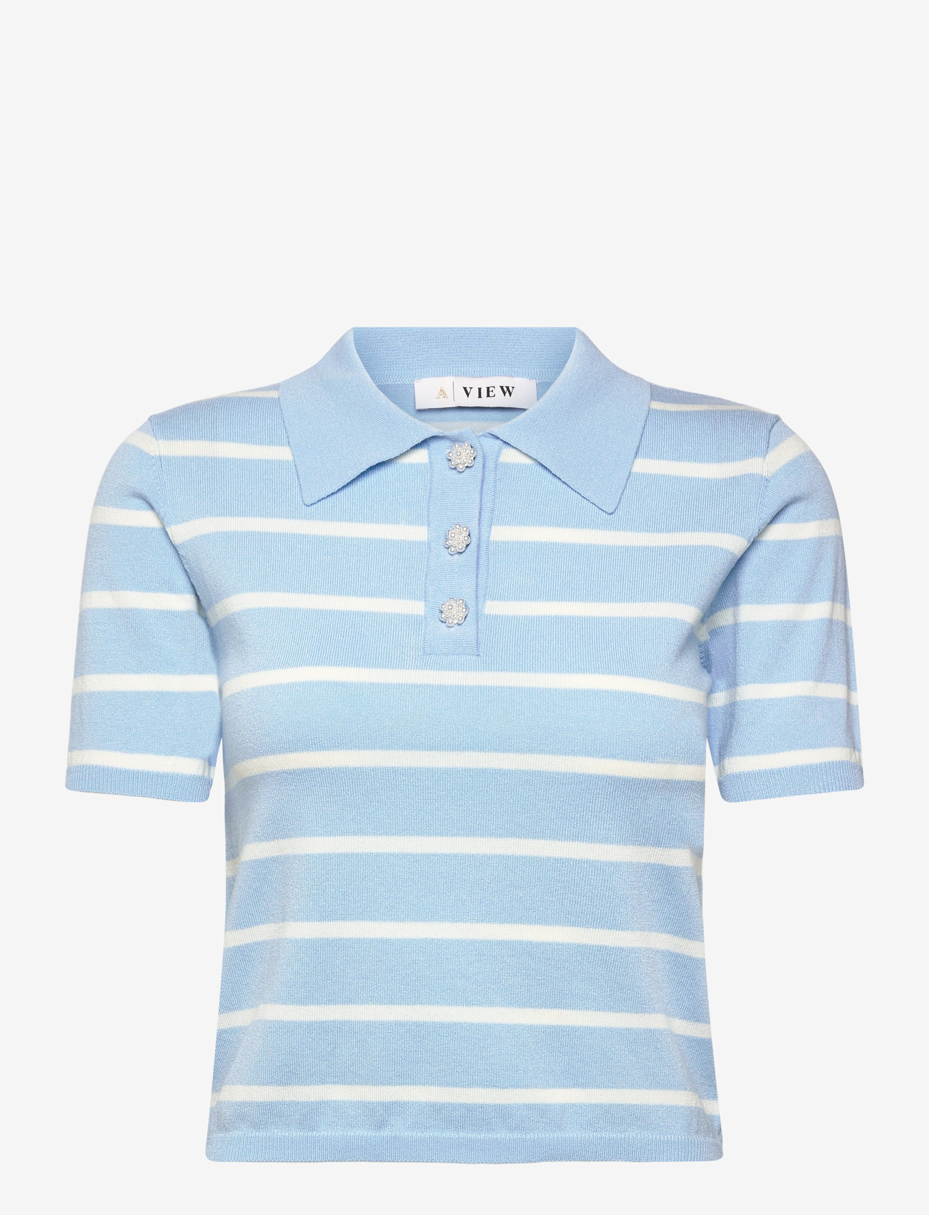 A-View - Elo knit polo - polosärgid - light blue/white stripe - 0