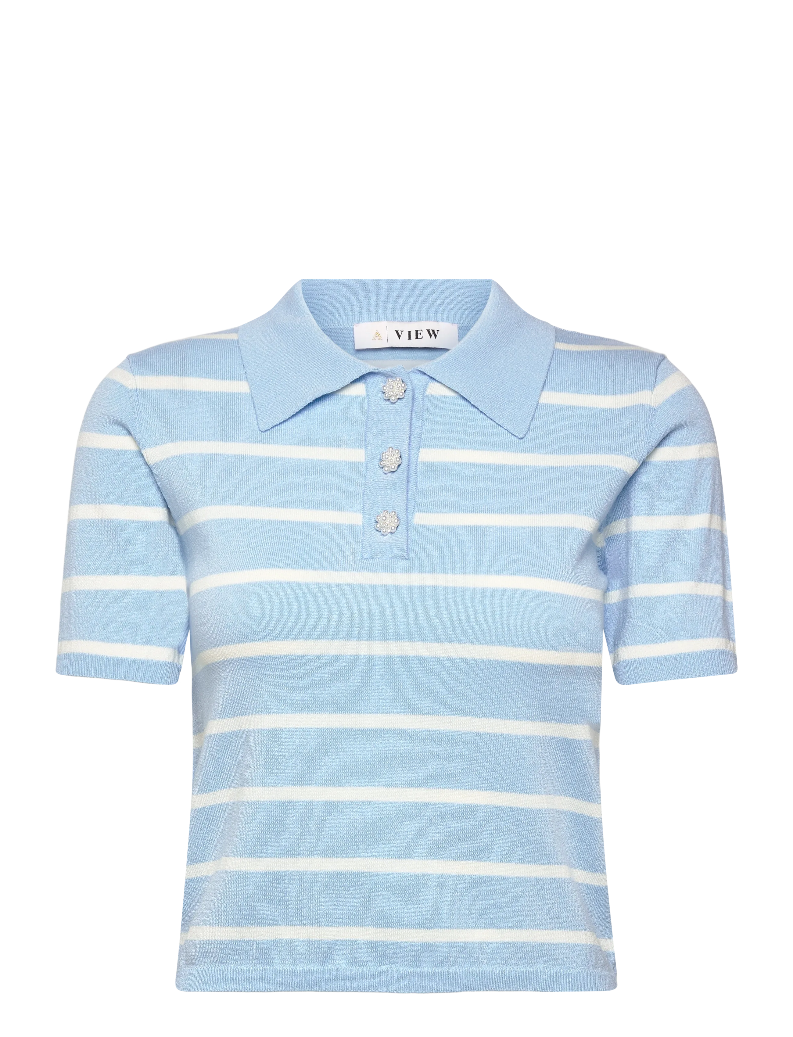 Elo knit polo - LIGHT BLUE/WHITE STRIPE