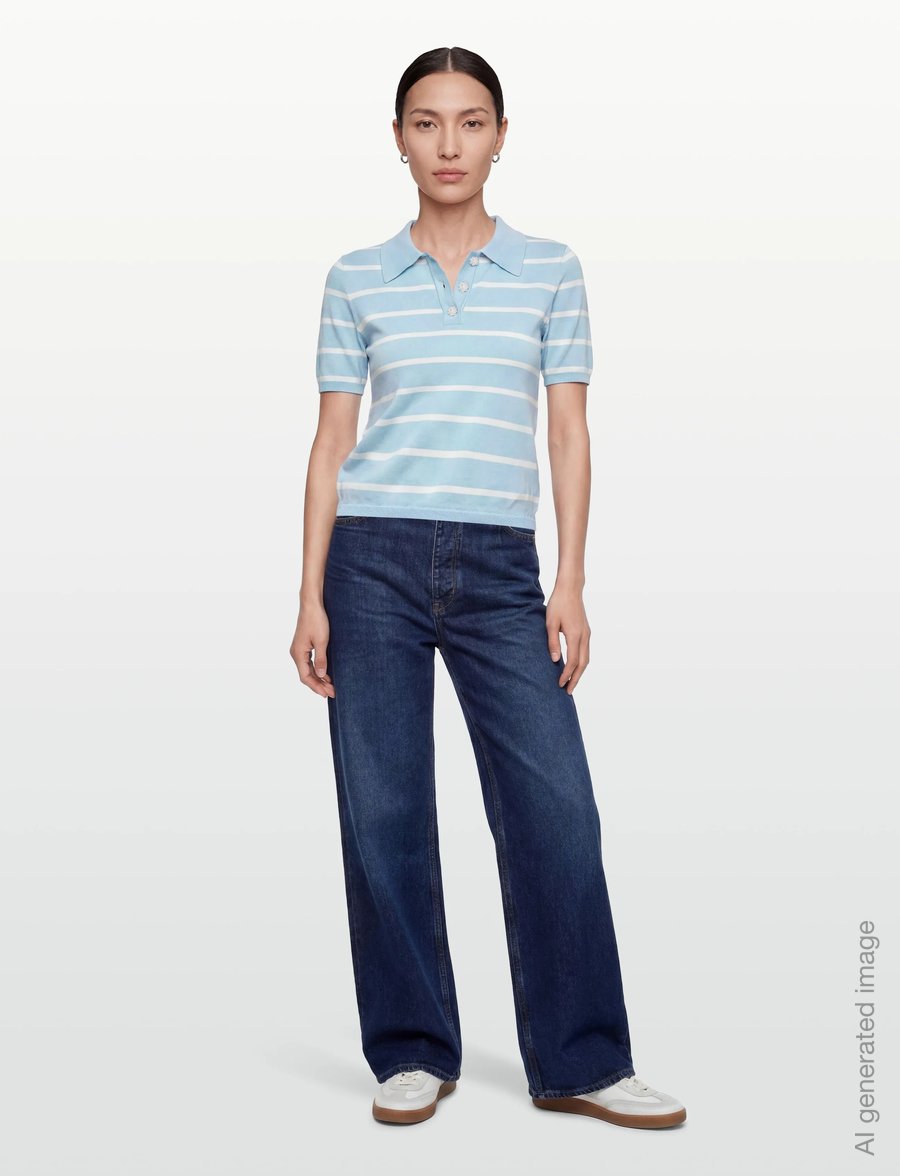 A-View - Elo knit polo - poloshirts - light blue/white stripe - 0