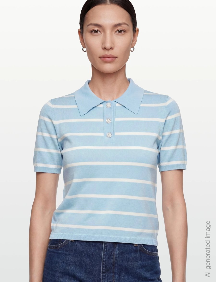 A-View - Elo knit polo - poloshirts - light blue/white stripe - 3
