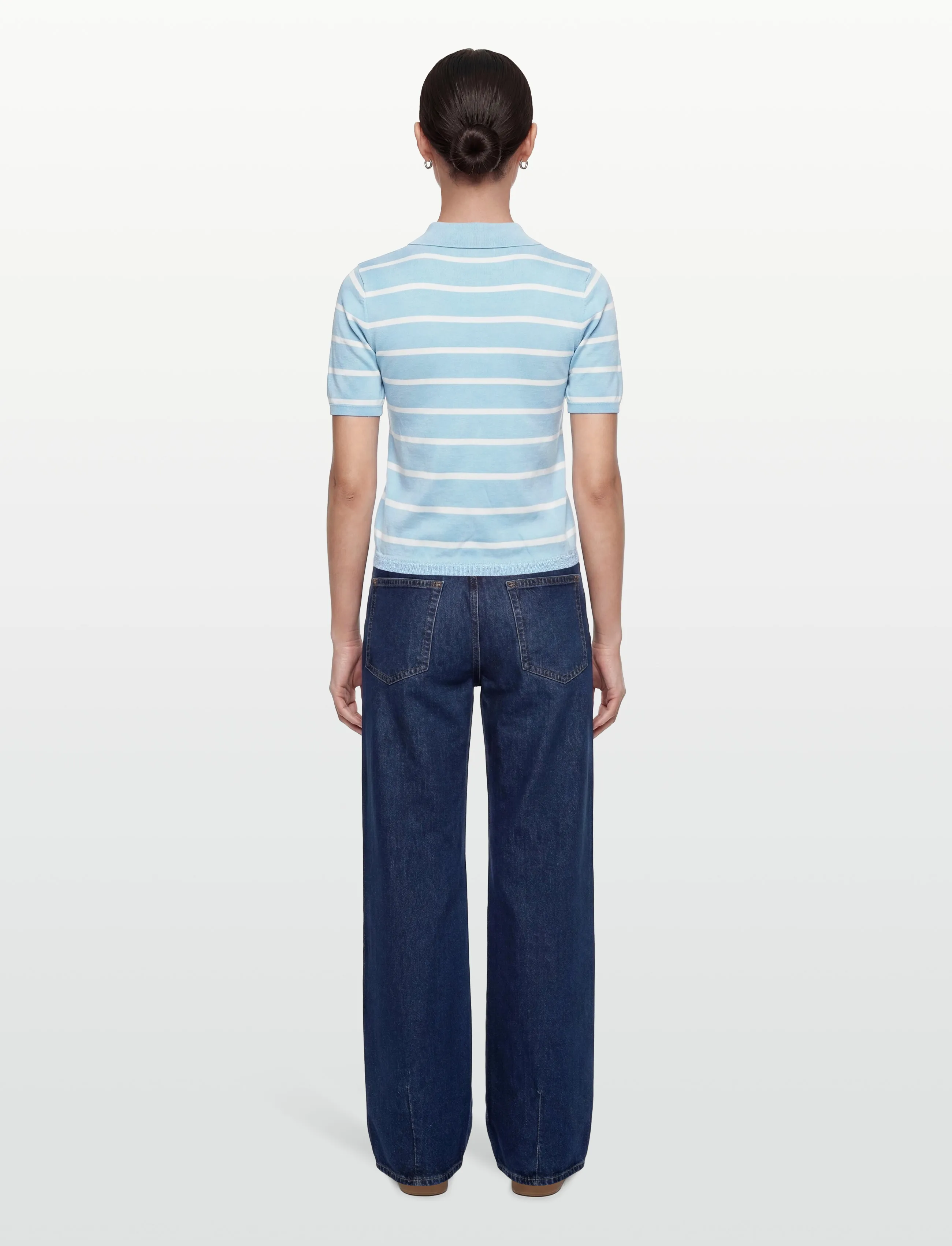 A-View - Elo knit polo - polo krekli - light blue/white stripe - 4
