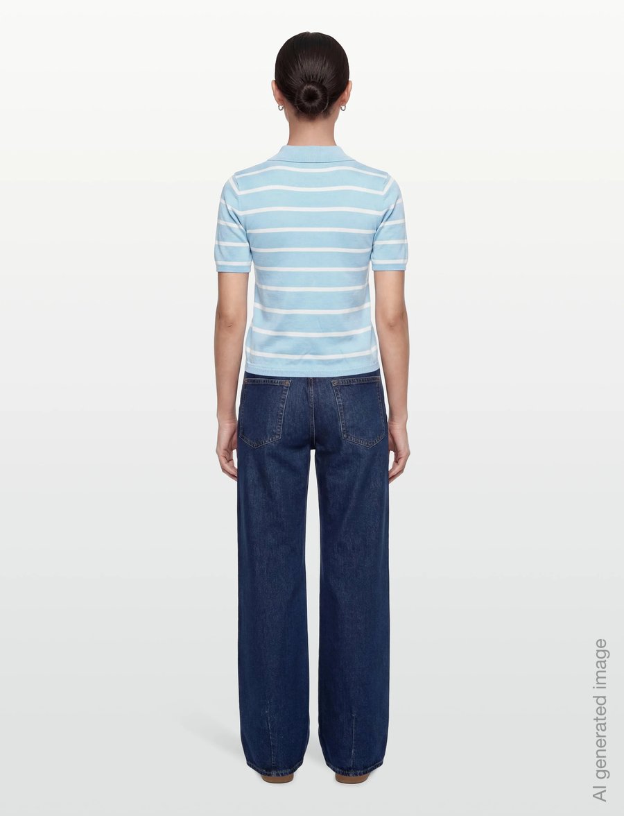 A-View - Elo knit polo - poloshirts - light blue/white stripe - 4