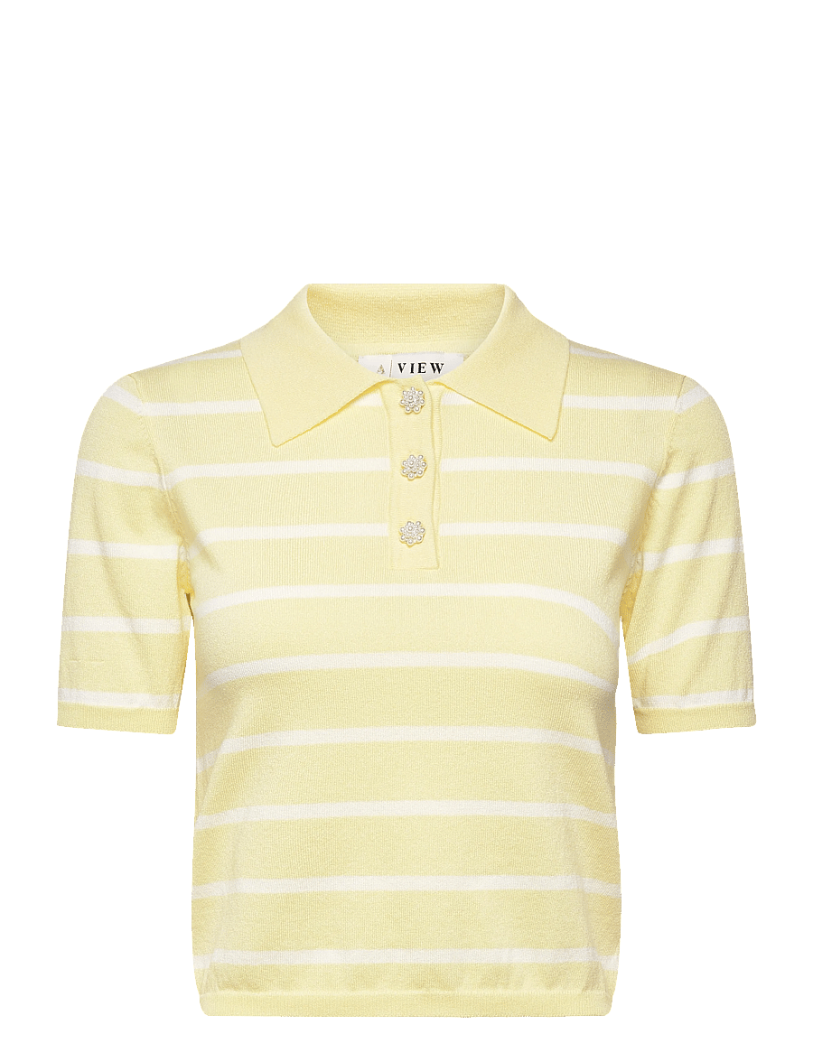 A-View - Elo knit polo - poloshirts - yellow/white - 1