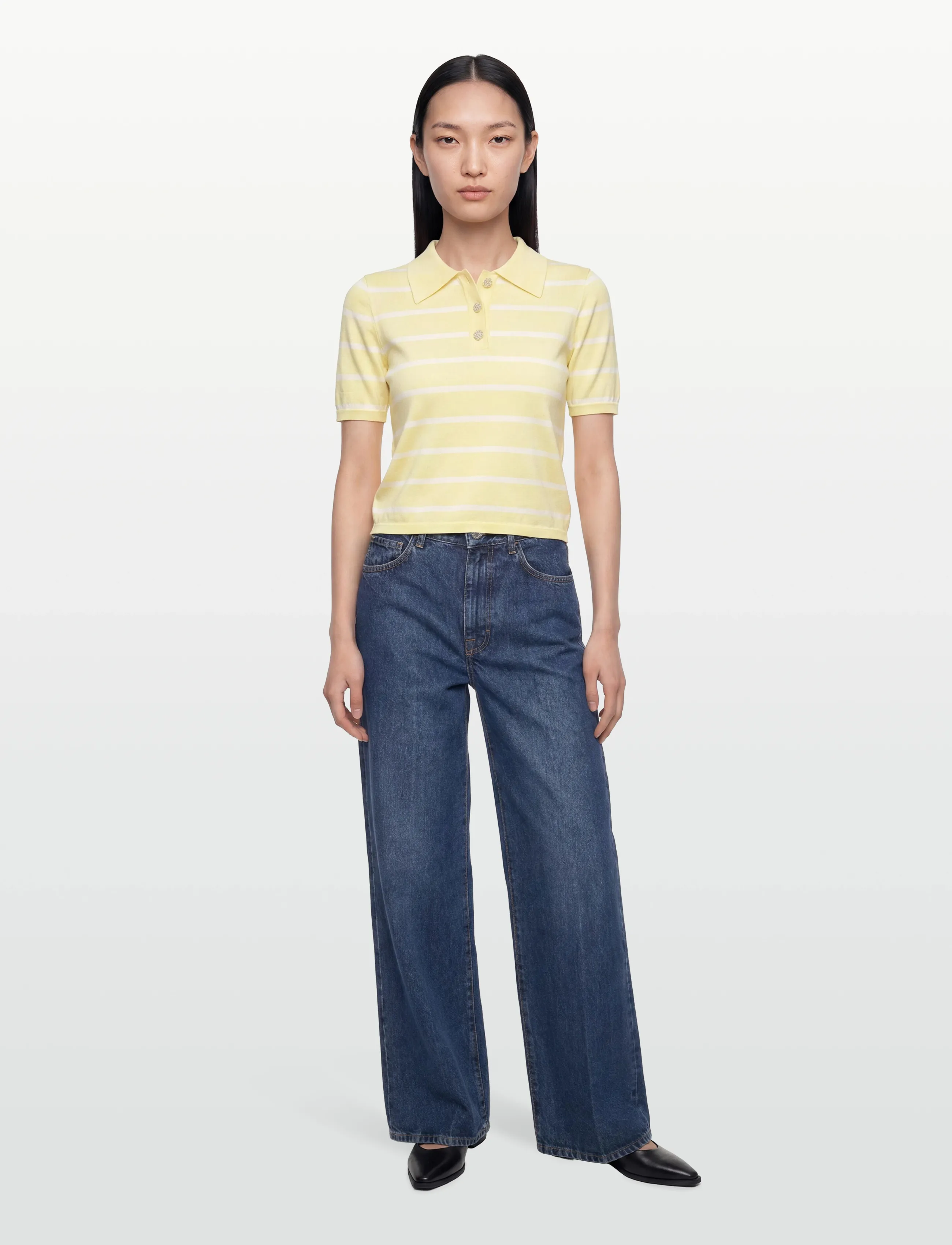 A-View Elo Knit Polo, 40, T-shirts & Oberteile, Gelb - Polos, Frauen
