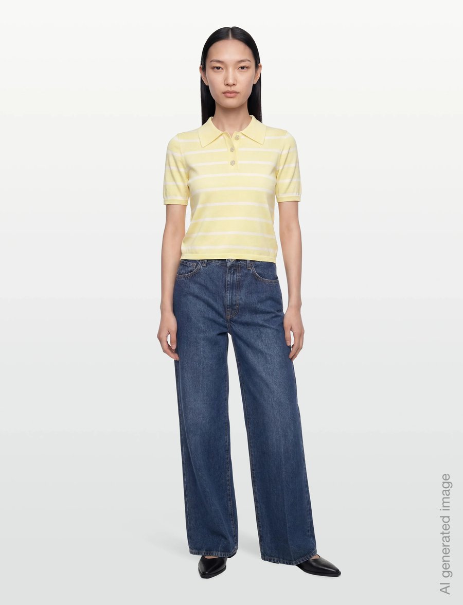 A-View - Elo knit polo - poloshirts - yellow/white - 0