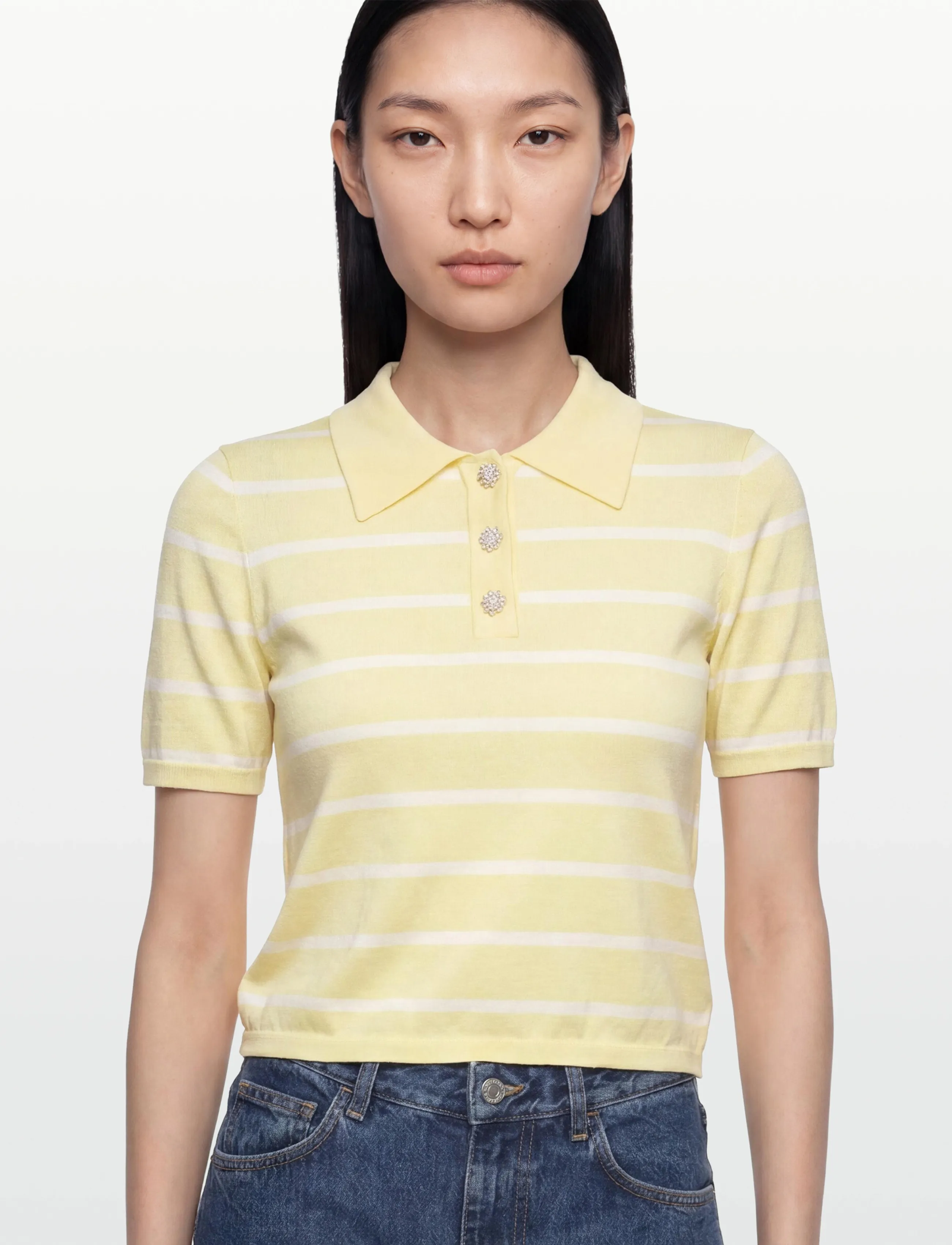 A-View - Elo knit polo - polosärgid - yellow/white - 3
