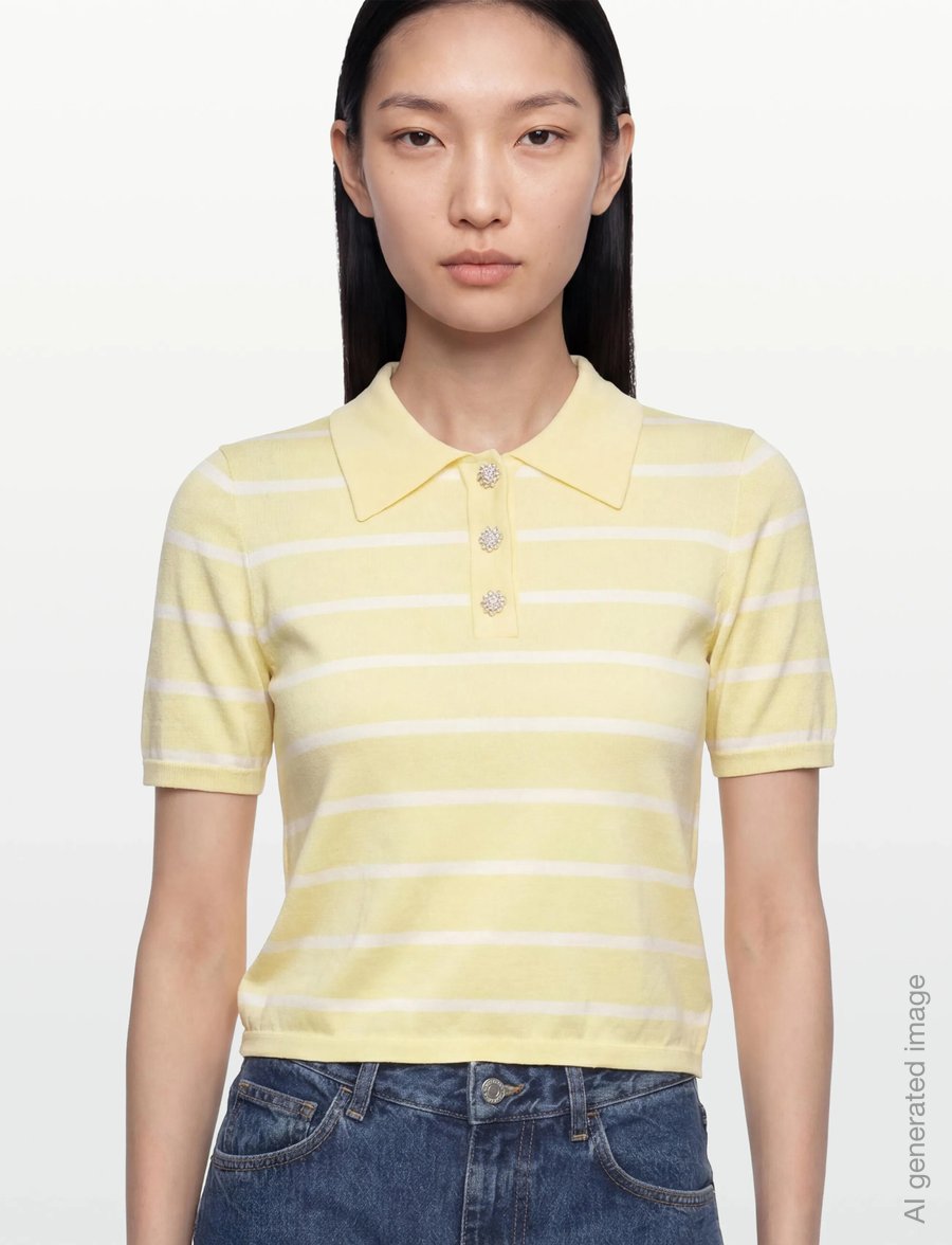 A-View - Elo knit polo - poloshirts - yellow/white - 3
