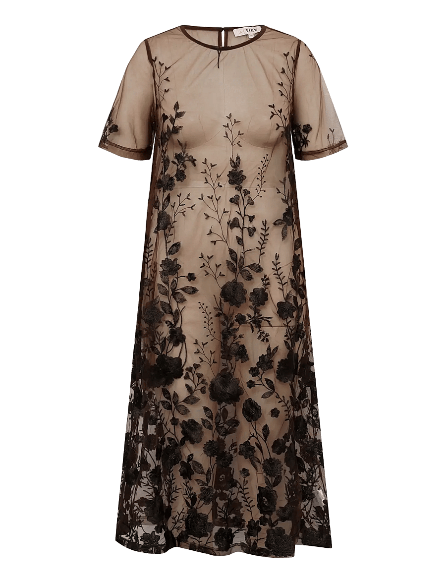 A-View - Fuschia midi dress - sommerkjoler - dark brown - 1