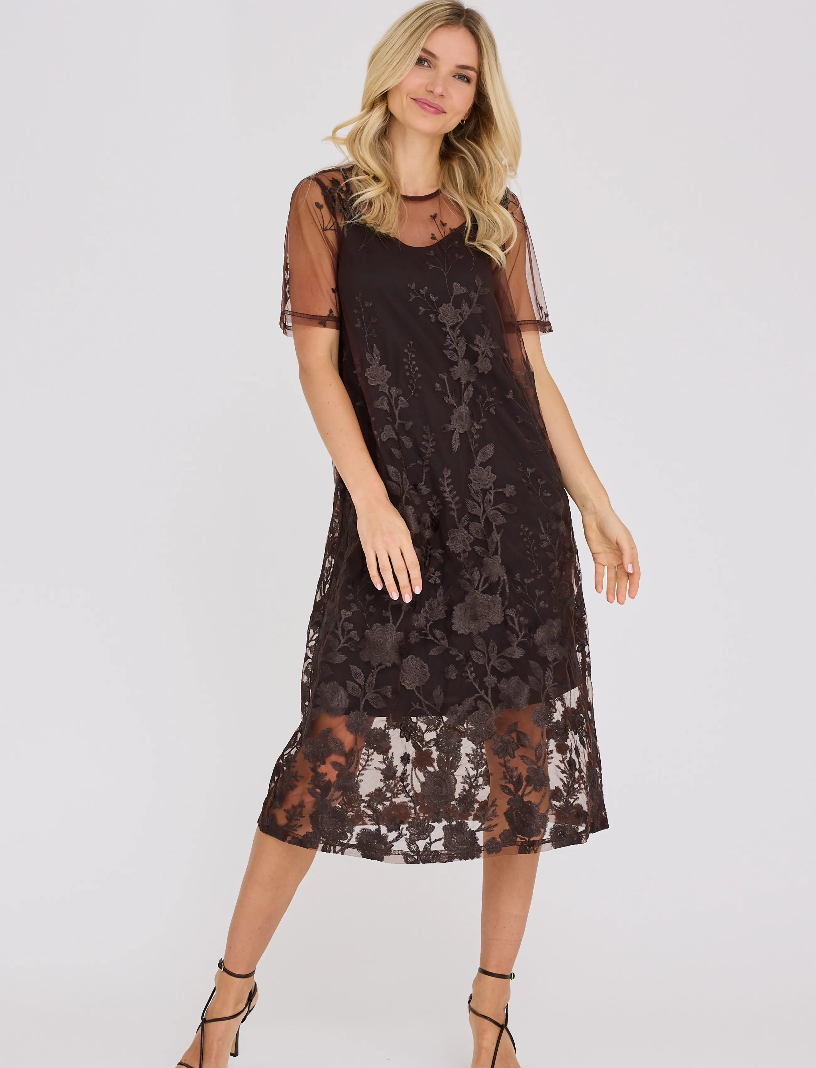 A-View - Fuschia midi dress - sommerkjoler - dark brown - 4