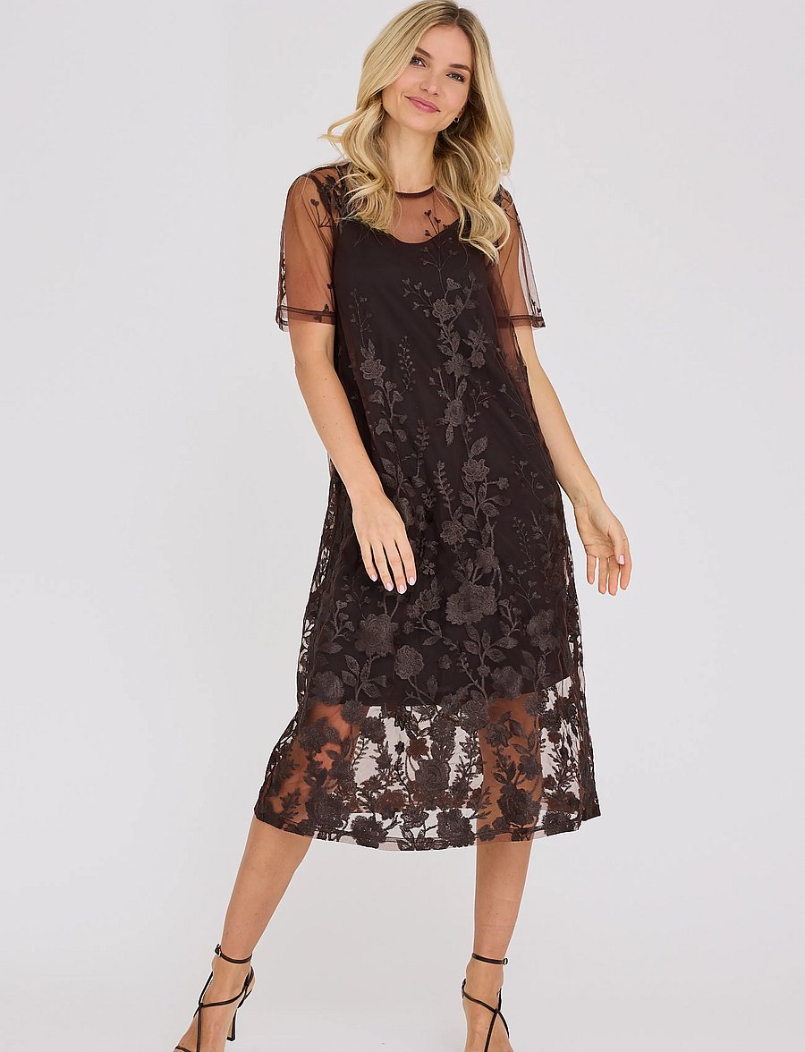 A-View - Fuschia midi dress - sommerkjoler - dark brown - 4