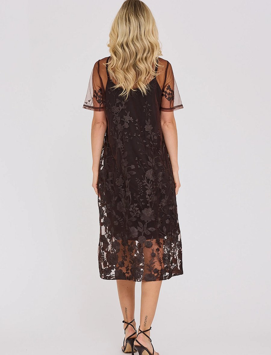 A-View - Fuschia midi dress - sommerkjoler - dark brown - 5