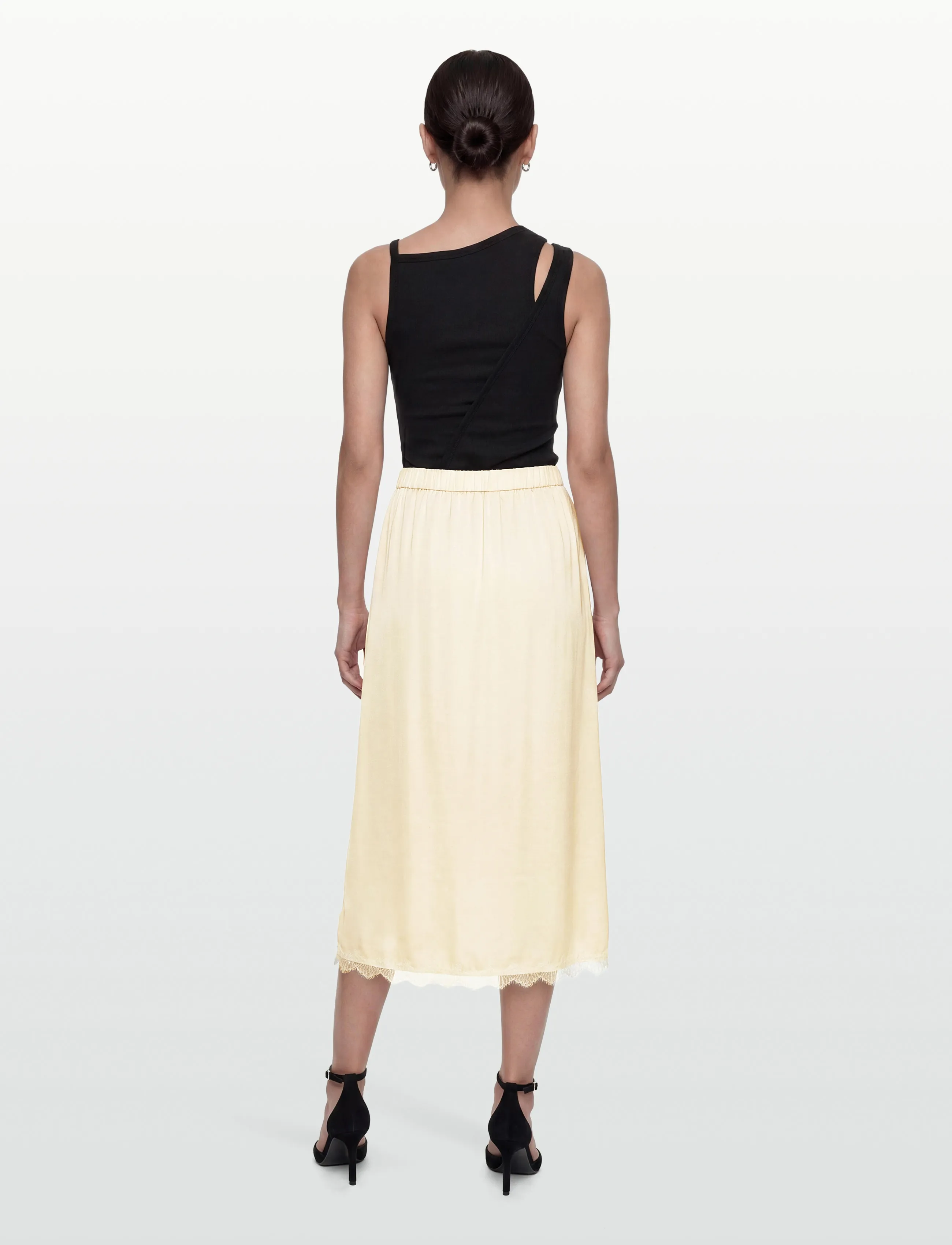 A-View - Zoe skirt - satiinist seelikud - pale yellow - 4