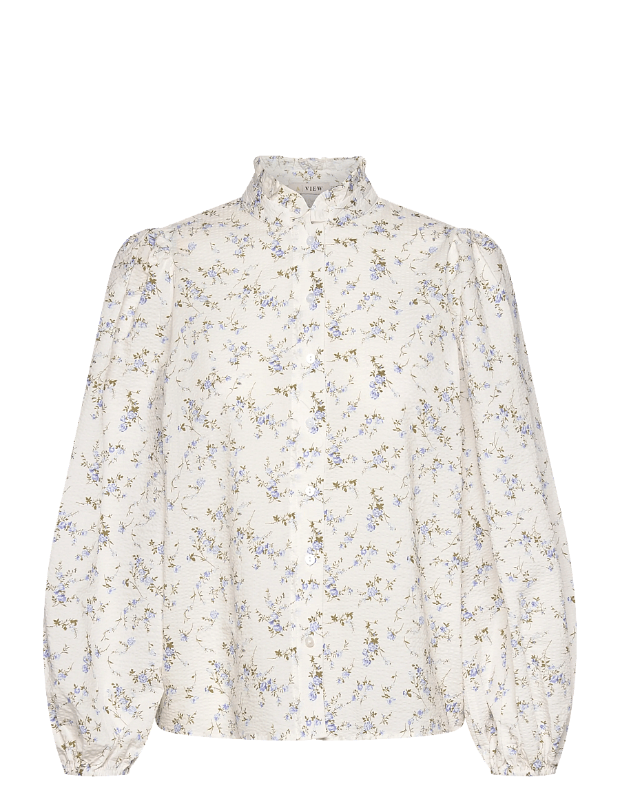 A-View - Tiffany new shirt - langærmede skjorter - off white/blue - 1