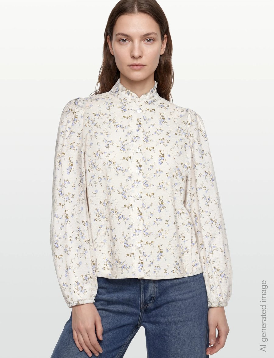 A-View - Tiffany new shirt - langærmede skjorter - off white/blue - 3