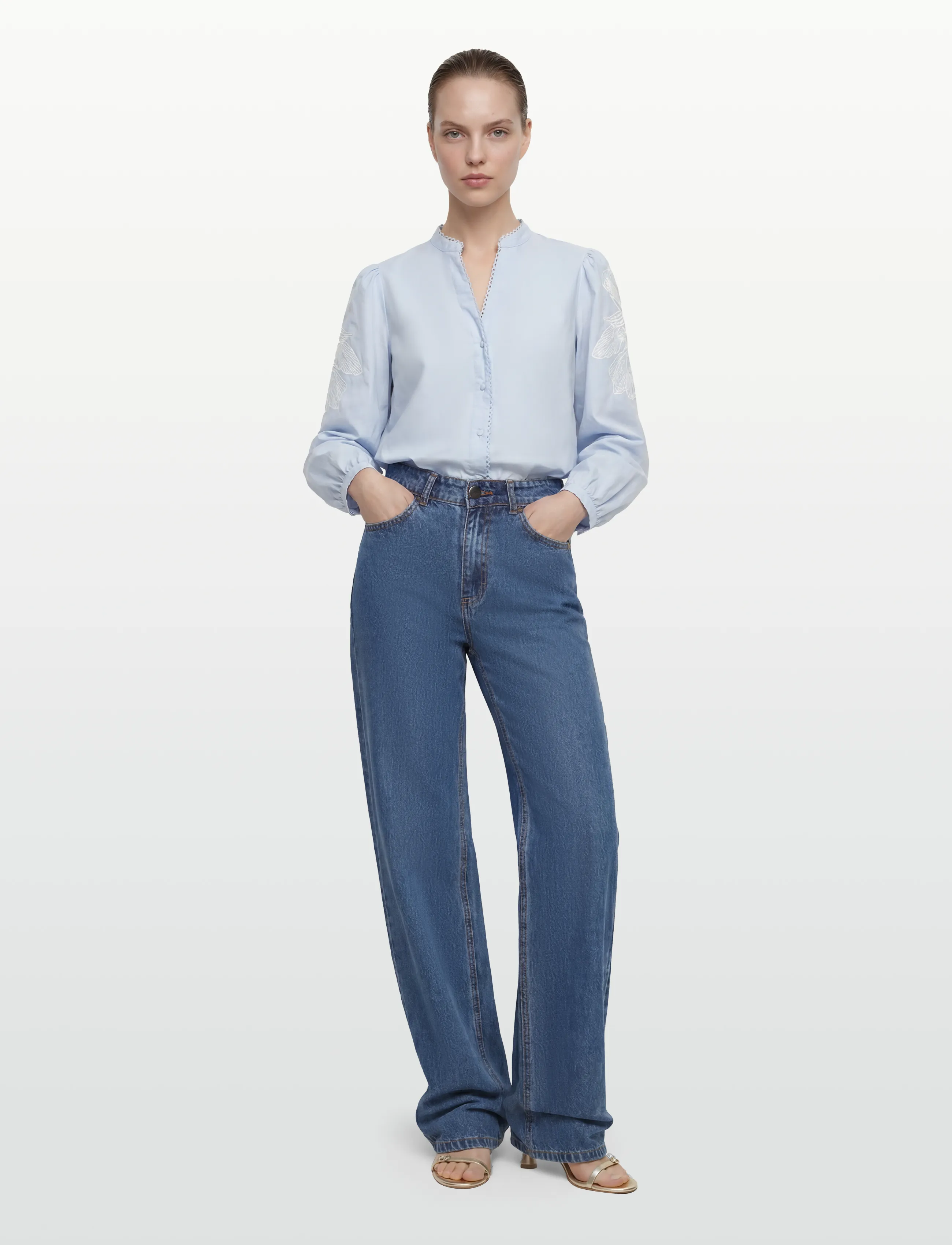 A-View Clementine Shirt, 44, Blue, Bluser > Langærmede, Dame