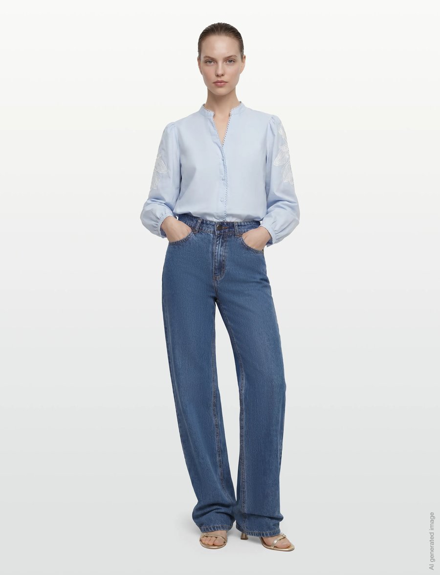 A-View - Clementine shirt - langärmelige blusen - light blue - 0