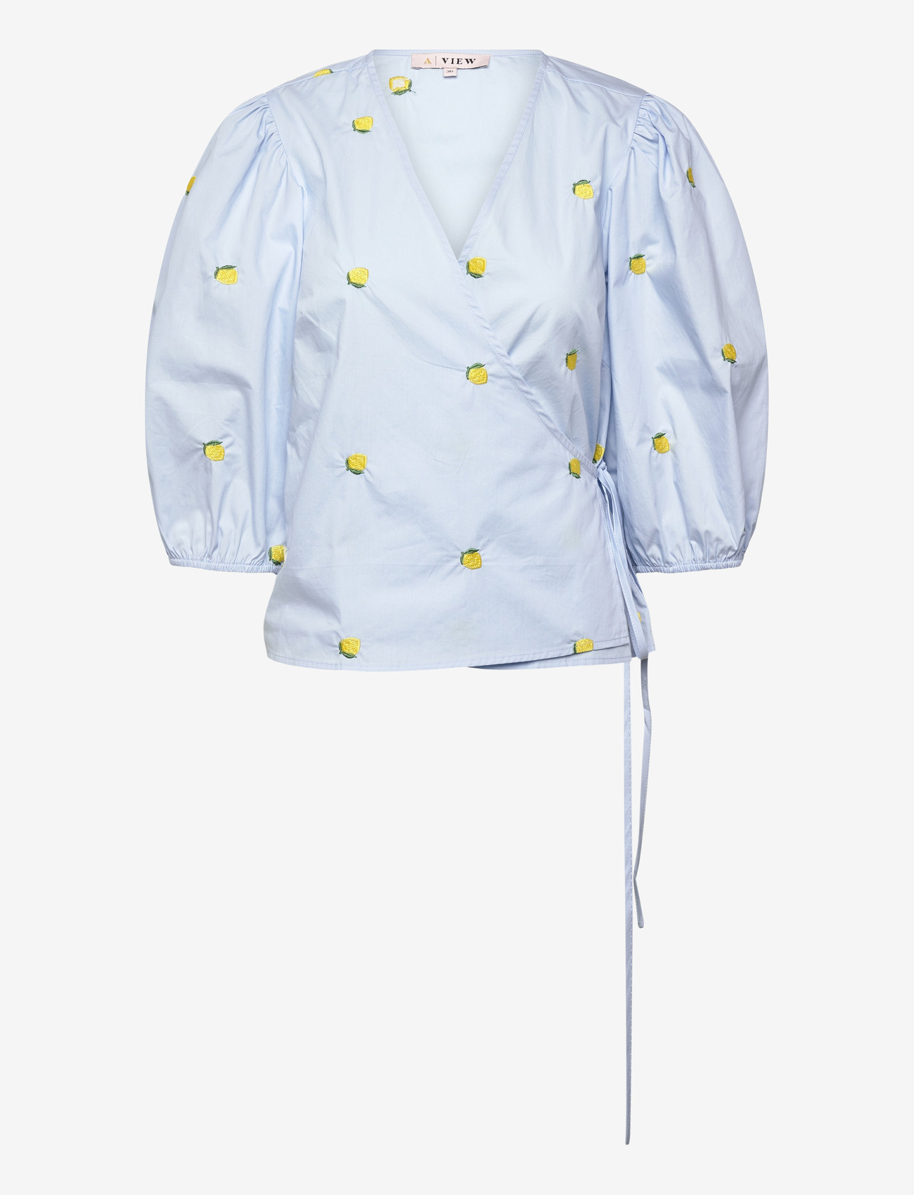 A-View - Rebekka fruit blouse - långärmade blusar - light blue/yellow - 0