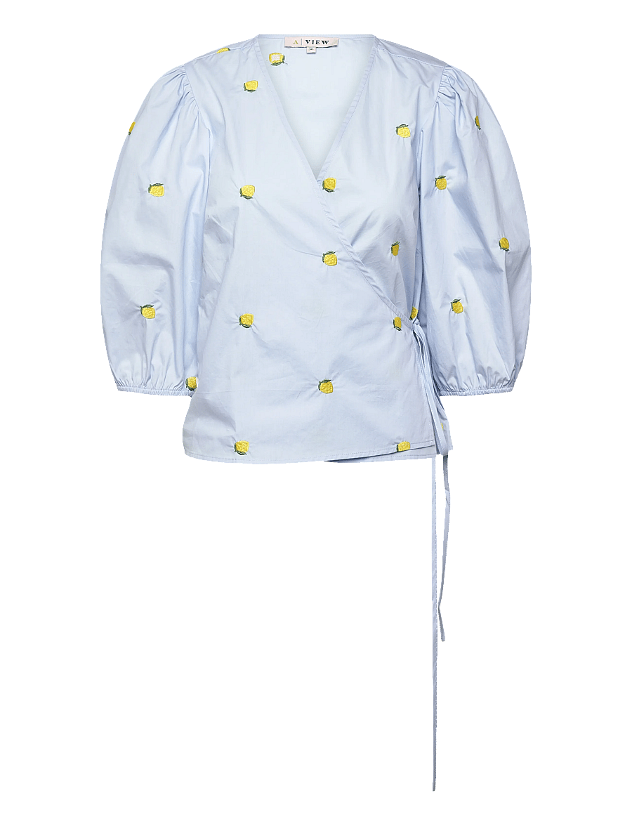 A-View - Rebekka fruit blouse - langärmelige blusen - light blue/yellow - 1