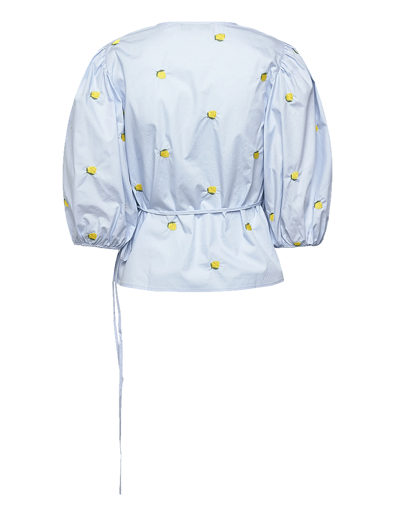 A-View - Rebekka fruit blouse - långärmade blusar - light blue/yellow - 1