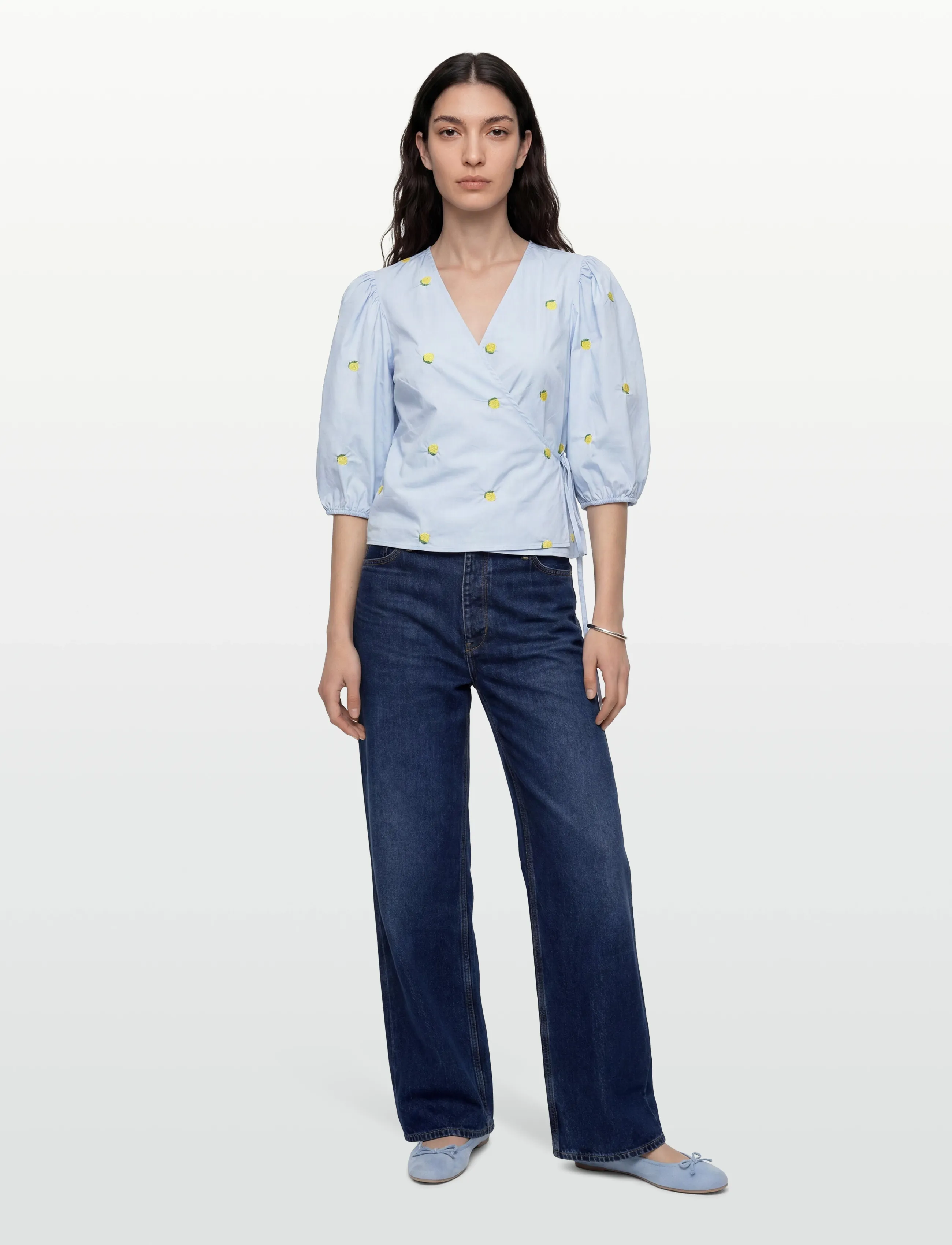 A-View Rebekka fruit blouse - Blusen - LIGHT BLUE/YELLOW / blue