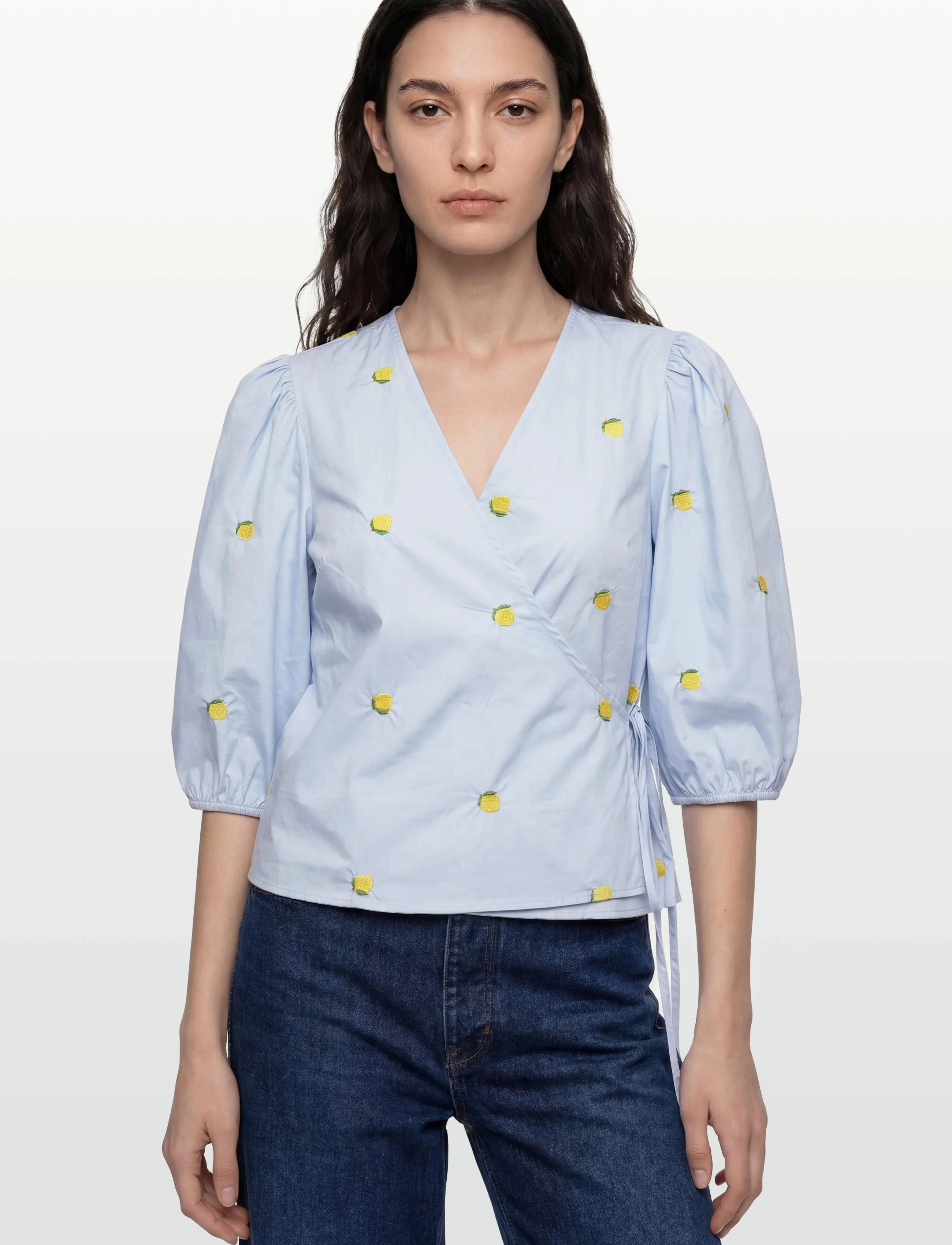 A-View - Rebekka fruit blouse - langärmelige blusen - light blue/yellow - 3